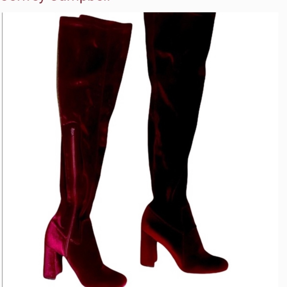 Velvet over the knee sock boots